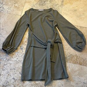 Like Rag & Bone Sage Long Sleeve Dress olive green waffle texture size M
